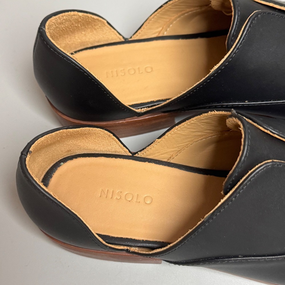 Nisolo Emma dOrsay Oxford Flat Black Leather Pointed Toe Shoes Womens 10 - Picture 4 of 8